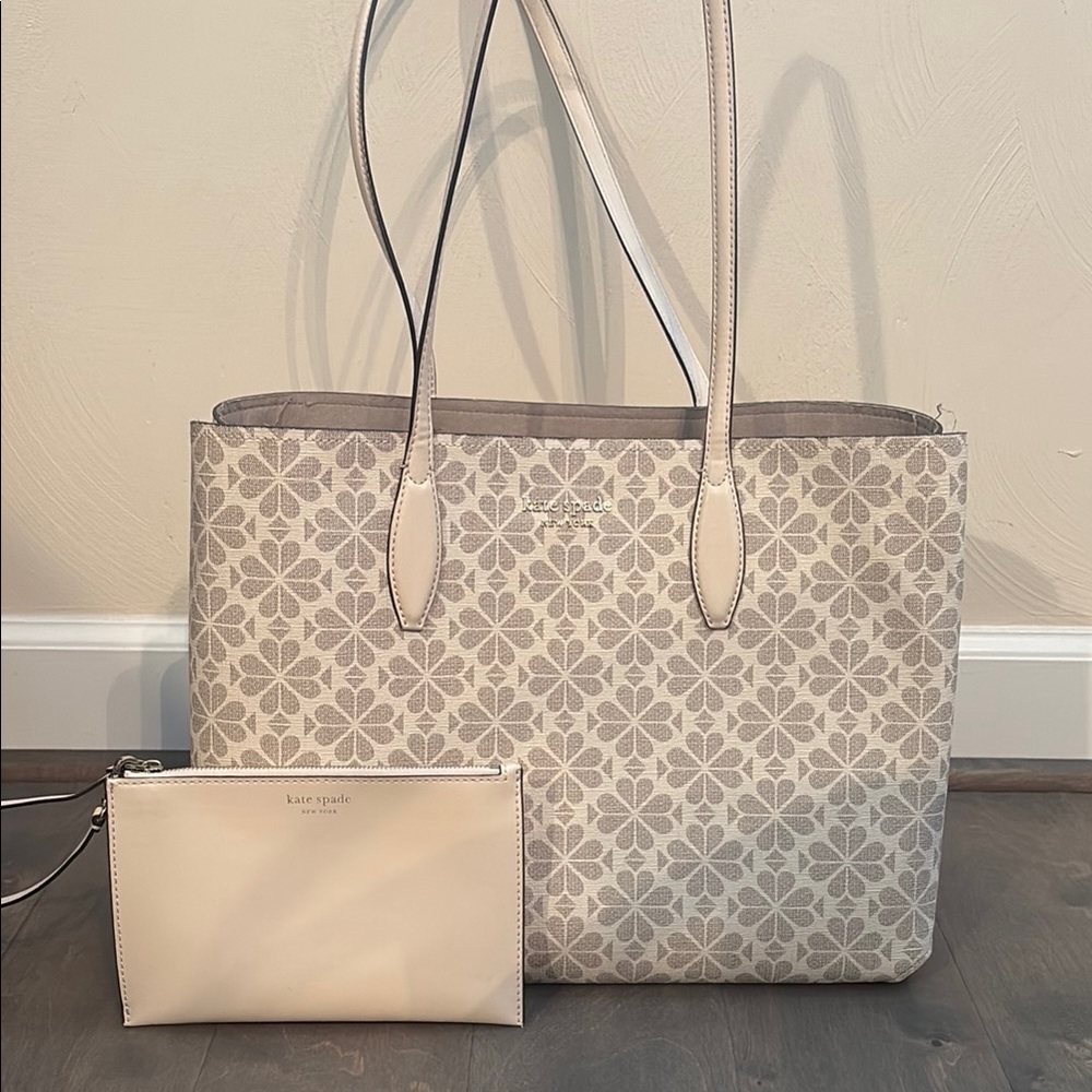 Kate Spade Floral Gray and Cream Tote